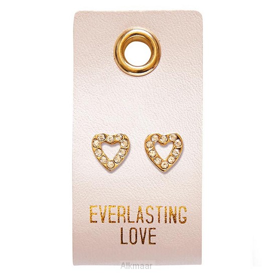 Leather Tag Earring - Heart Rhinestone