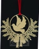 Boomhanger metaal Duif goudkleur 9x7,8cm