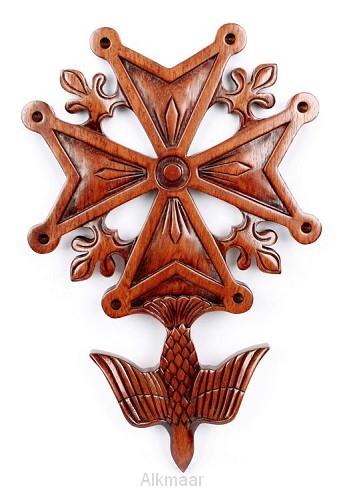Hugenotenkruis hout 25cm