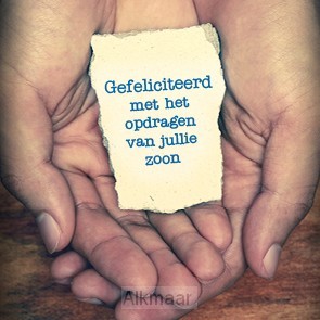 Kaart gefeliciteerd opdragen zoon