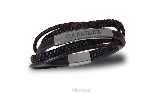 Armband leer courageous bruin 21cm