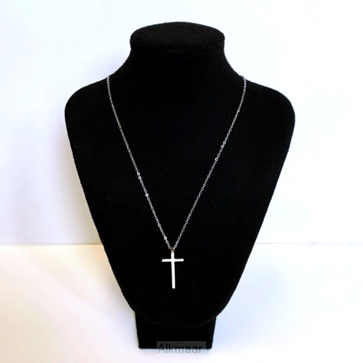 Ketting kruisje 3cm zilver
