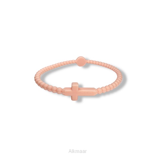 Siliconenarmband kruis pastelroze