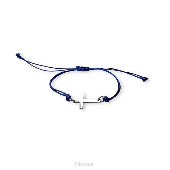 Touwarmband kruisje  blauw