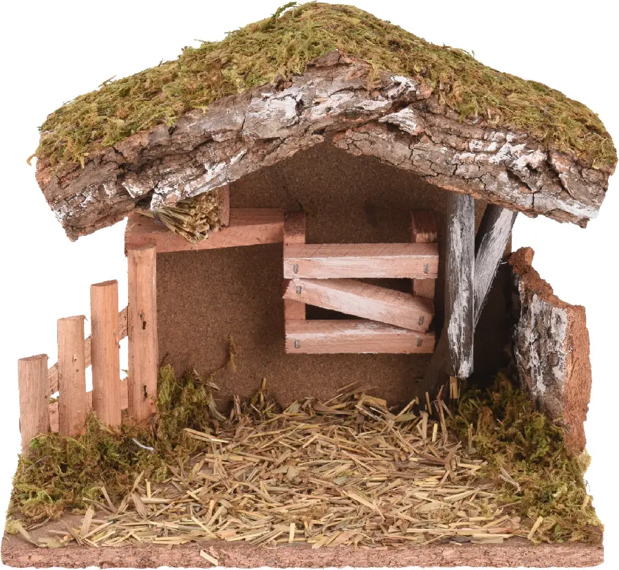 Wooden stable for nativity set (empty)