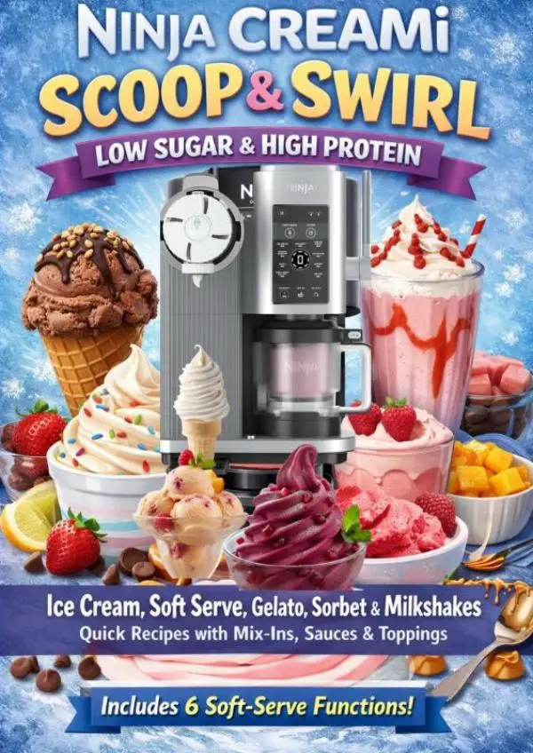 Ninja Creami Scoop & Swirl- Low Sugar & High Protein Ice Cream, Soft Serve, Gelato, Sorbet & Milkshakes