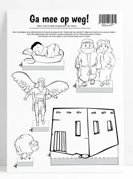 Knutselvel A4 Op weg met Jozef en Maria