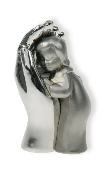 KIND IN HAND 4CM ZILVER MAT/GLANS