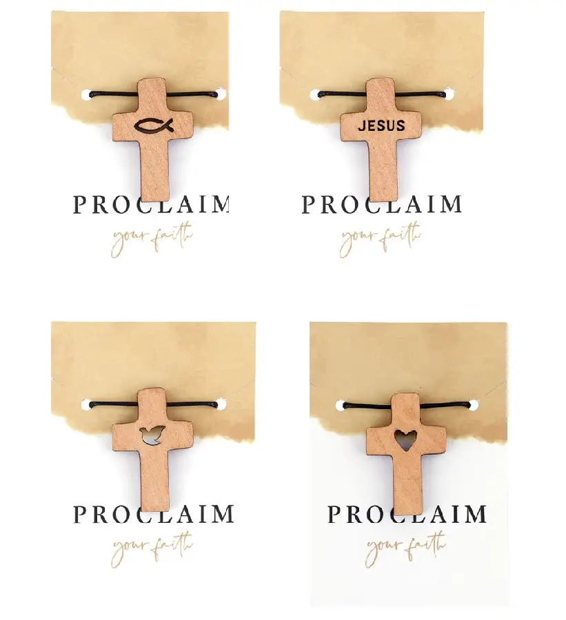 Wooden cross necklaces assorted