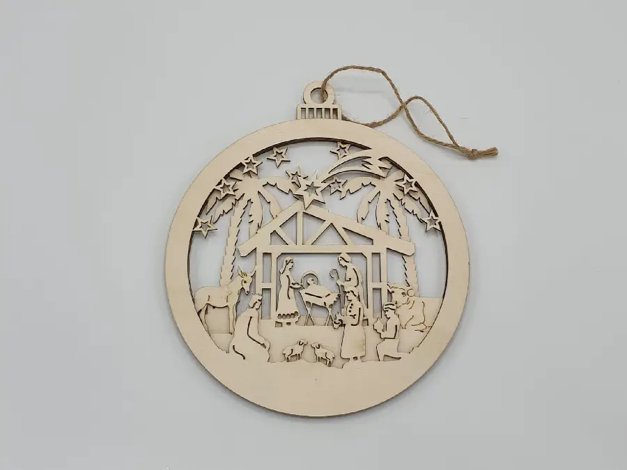 Wooden nativity hanger with trees