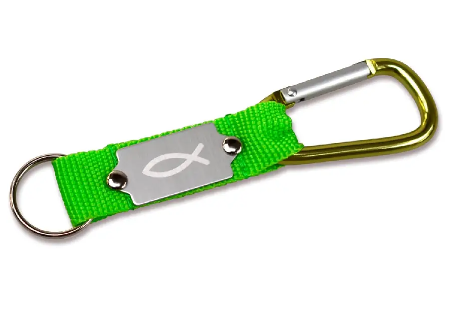 Sleutelhanger karabijn vis groen