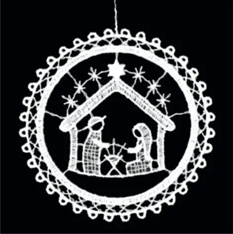 Lace hanger Round with nativity