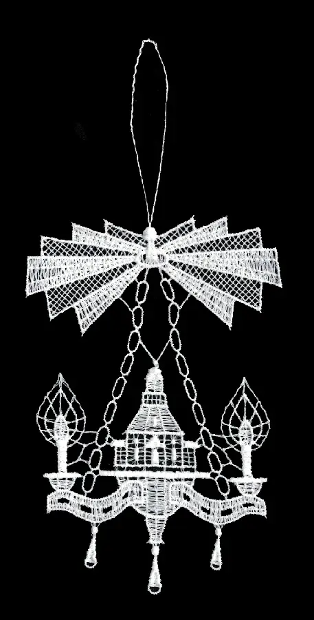 Lace hanger Church and candles 9cm